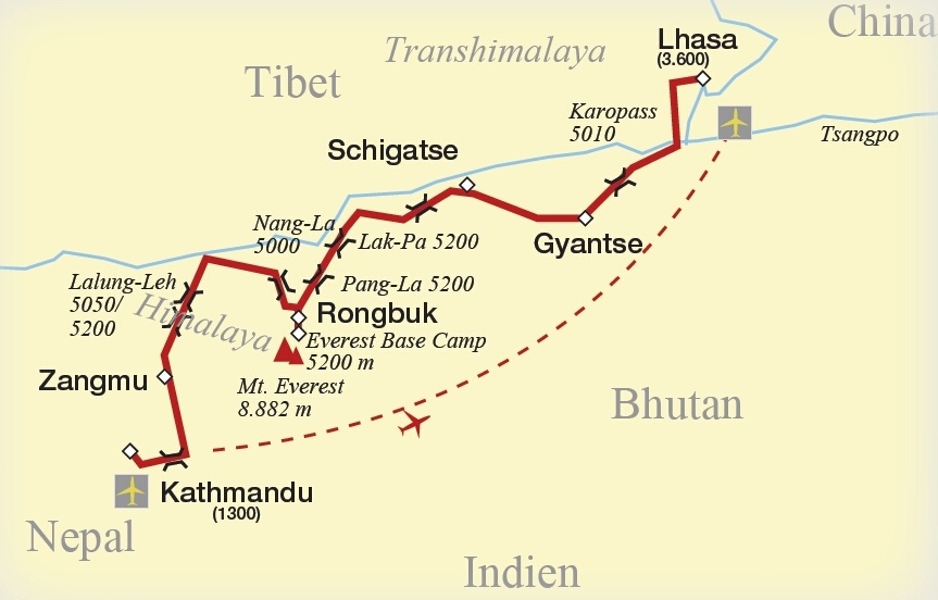 Anreise in Tibet mit Fahrzeug von Kathmandu nach Lhasa. Anreise in Tibet mit Fahrzeug von Kathmandu nach Lhasa.